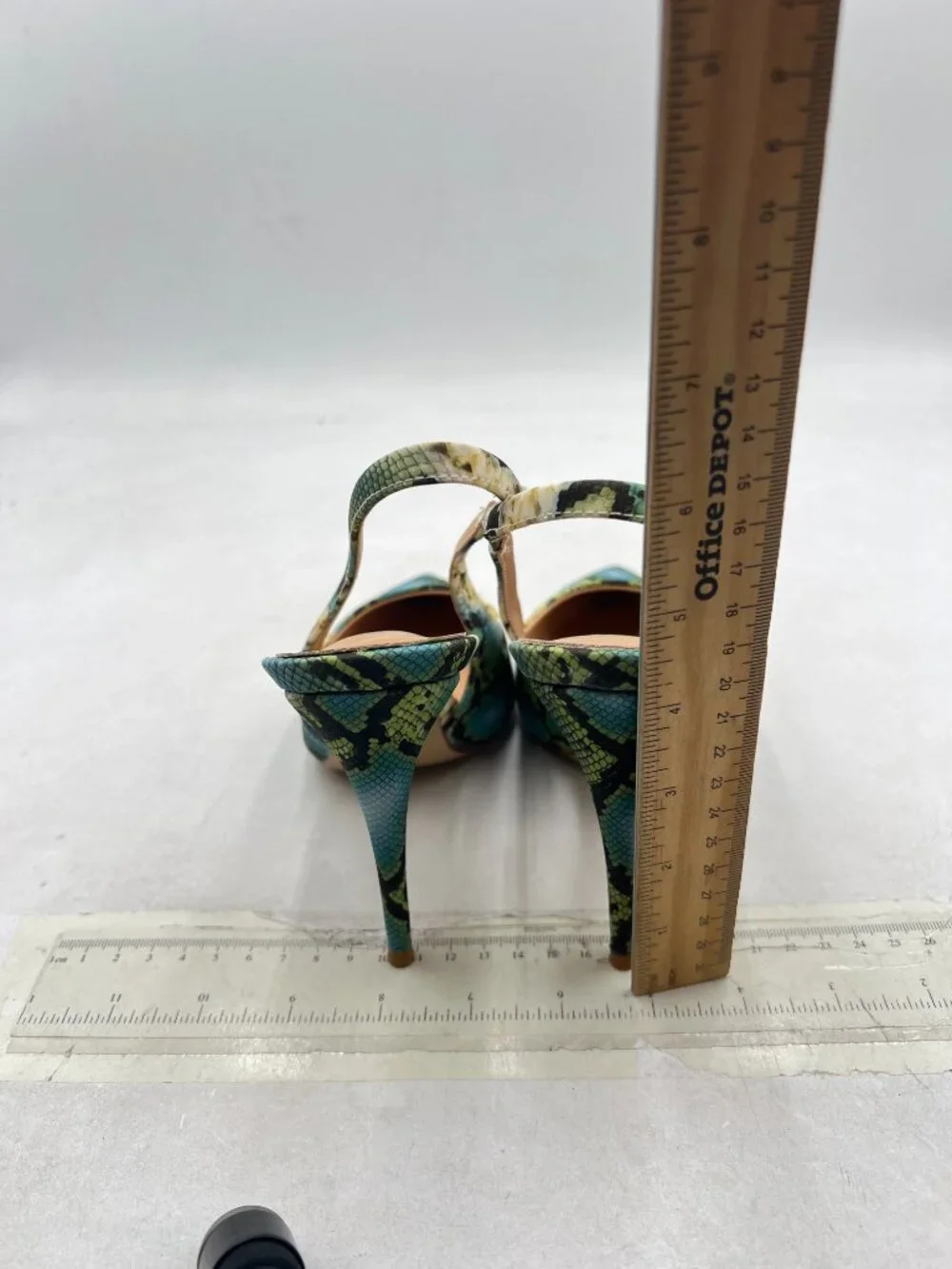 FSJ Green Snake Pointed Toe Stiletto Pumps Chic Slingback High Heel Slip on Shoe